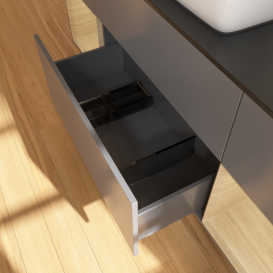 Тумба под раковину Villeroy & Boch Finion 160х50,1 см с подсветкой МДФ антрацит матовый лак/стекло черное матовое F862PCGK