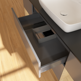 Тумба под раковину Villeroy & Boch Finion 160х50,1 см с подсветкой МДФ антрацит матовый лак/стекло черное матовое F862PCGK