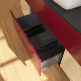 Тумба под раковину Villeroy & Boch Finion 160х50,1 см с подсветкой МДФ пион матовый лак/стекло черное матовое F862PCHB