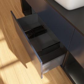 Тумба под раковину Villeroy & Boch Finion 160х50,1 см с подсветкой МДФ темно-синий матовый лак/стекло черное матовое F862PDHG