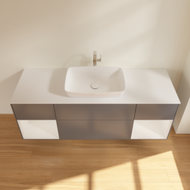 Тумба под раковину Villeroy & Boch Finion 160х50,1 см с подсветкой МДФ антрацит матовый лак/стекло белое матовое G861GFGK