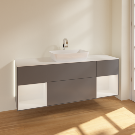 Тумба под раковину Villeroy & Boch Finion 160х50,1 см с подсветкой МДФ антрацит матовый лак/стекло белое матовое G861GFGK