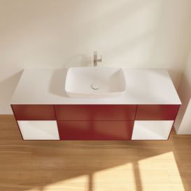 Тумба под раковину Villeroy & Boch Finion 160х50,1 см с подсветкой МДФ пион матовый лак/стекло белое матовое G861GFHB