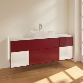 Тумба под раковину Villeroy & Boch Finion 160х50,1 см с подсветкой МДФ пион матовый лак/стекло белое матовое G861GFHB