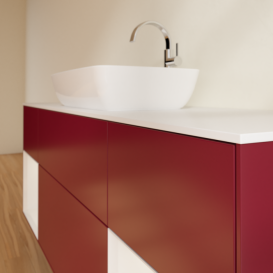 Тумба под раковину Villeroy & Boch Finion 160х50,1 см с подсветкой МДФ пион матовый лак/стекло белое матовое G861GFHB