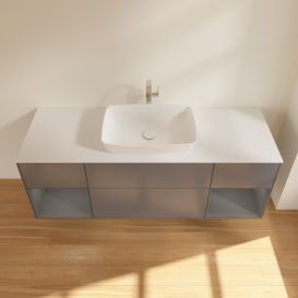 Тумба под раковину Villeroy & Boch Finion 160х50,1 см с подсветкой МДФ антрацит матовый лак/стекло белое матовое G861GKGK