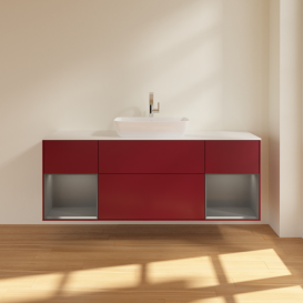 Тумба под раковину Villeroy & Boch Finion 160х50,1 см с подсветкой МДФ пион матовый лак/стекло белое матовое G861GKHB