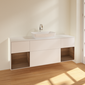 Тумба под раковину Villeroy & Boch Finion 160х50,1 см с подсветкой МДФ белый матовый лак/стекло белое матовое G861GNMT