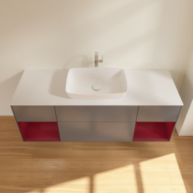 Тумба под раковину Villeroy & Boch Finion 160х50,1 см с подсветкой МДФ антрацит матовый лак/стекло белое матовое G861HBGK