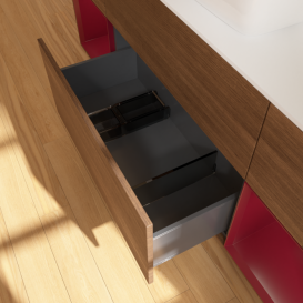 Тумба под раковину Villeroy & Boch Finion 160х50,1 см с подсветкой МДФ шпон грецкого ореха/стекло белое матовое G861HBGN