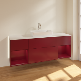 Тумба под раковину Villeroy & Boch Finion 160х50,1 см с подсветкой МДФ пион матовый лак/стекло белое матовое G861HBHB