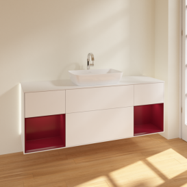 Тумба под раковину Villeroy & Boch Finion 160х50,1 см с подсветкой МДФ белый матовый лак/стекло белое матовое G861HBMT