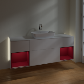 Тумба под раковину Villeroy & Boch Finion 160х50,1 см с подсветкой МДФ белый матовый лак/стекло белое матовое G861HBMT