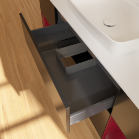 Тумба под раковину Villeroy & Boch Finion 160х50,1 см с подсветкой МДФ черный матовый лак/стекло белое матовое G861HBPD