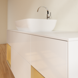 Тумба под раковину Villeroy & Boch Finion 160х50,1 см с подсветкой МДФ глянцевый белый лак/стекло белое матовое G861HFGF