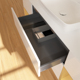 Тумба под раковину Villeroy & Boch Finion 160х50,1 см с подсветкой МДФ глянцевый белый лак/стекло белое матовое G861HFGF