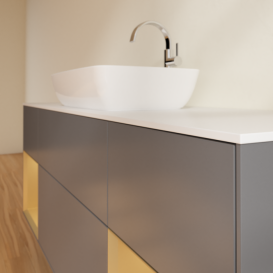 Тумба под раковину Villeroy & Boch Finion 160х50,1 см с подсветкой МДФ антрацит матовый лак/стекло белое матовое G861HFGK