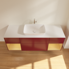 Тумба под раковину Villeroy & Boch Finion 160х50,1 см с подсветкой МДФ пион матовый лак/стекло белое матовое G861HFHB