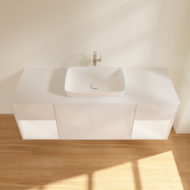 Тумба под раковину Villeroy & Boch Finion 160х50,1 см с подсветкой МДФ глянцевый белый лак/стекло белое матовое G861MTGF