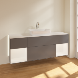 Тумба под раковину Villeroy & Boch Finion 160х50,1 см с подсветкой МДФ антрацит матовый лак/стекло белое матовое G861MTGK