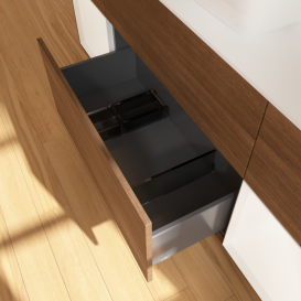 Тумба под раковину Villeroy & Boch Finion 160х50,1 см с подсветкой МДФ шпон грецкого ореха/стекло белое матовое G861MTGN