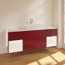 Тумба под раковину Villeroy & Boch Finion 160х50,1 см с подсветкой МДФ пион матовый лак/стекло белое матовое G861MTHB