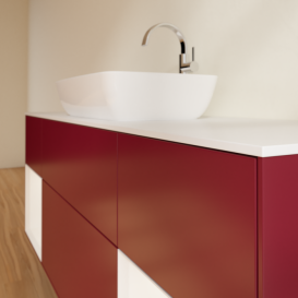 Тумба под раковину Villeroy & Boch Finion 160х50,1 см с подсветкой МДФ пион матовый лак/стекло белое матовое G861MTHB