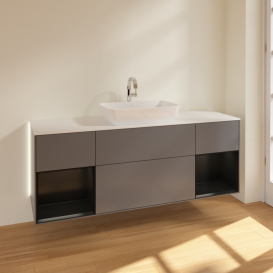 Тумба под раковину Villeroy & Boch Finion 160х50,1 см с подсветкой МДФ антрацит матовый лак/стекло белое матовое G861PDGK