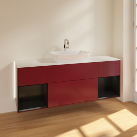 Тумба под раковину Villeroy & Boch Finion 160х50,1 см с подсветкой МДФ пион матовый лак/стекло белое матовое G861PDHB