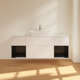 Тумба под раковину Villeroy & Boch Finion 160х50,1 см с подсветкой МДФ белый матовый лак/стекло белое матовое G861PDMT