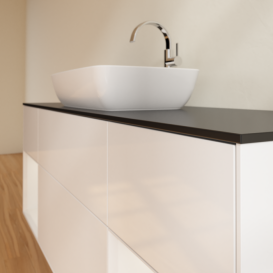 Тумба под раковину Villeroy & Boch Finion 160х50,1 см с подсветкой МДФ глянцевый белый лак/стекло черное матовое G862GFGF