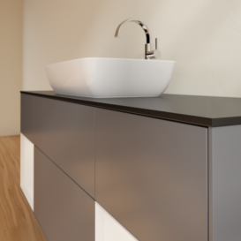 Тумба под раковину Villeroy & Boch Finion 160х50,1 см с подсветкой МДФ антрацит матовый лак/стекло черное матовое G862GFGK