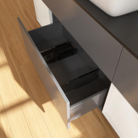 Тумба под раковину Villeroy & Boch Finion 160х50,1 см с подсветкой МДФ антрацит матовый лак/стекло черное матовое G862GFGK