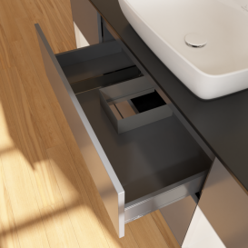 Тумба под раковину Villeroy & Boch Finion 160х50,1 см с подсветкой МДФ антрацит матовый лак/стекло черное матовое G862GFGK