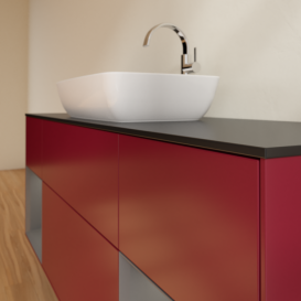 Тумба под раковину Villeroy & Boch Finion 160х50,1 см с подсветкой МДФ пион матовый лак/стекло черное матовое G862GKHB