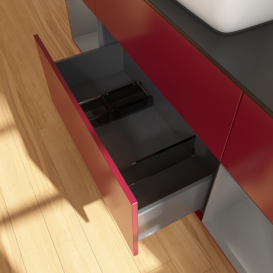 Тумба под раковину Villeroy & Boch Finion 160х50,1 см с подсветкой МДФ пион матовый лак/стекло черное матовое G862GKHB