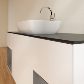 Тумба под раковину Villeroy & Boch Finion 160х50,1 см с подсветкой МДФ белый матовый лак/стекло черное матовое G862GKMT