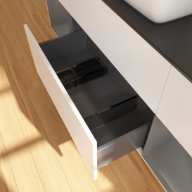 Тумба под раковину Villeroy & Boch Finion 160х50,1 см с подсветкой МДФ белый матовый лак/стекло черное матовое G862GKMT