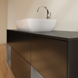 Тумба під раковину Villeroy & Boch Finion 160х50,1 см із підсвічуванням МДФ чорний матовий лак/скло чорне матове G862GKPD