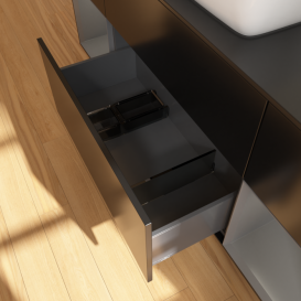 Тумба під раковину Villeroy & Boch Finion 160х50,1 см із підсвічуванням МДФ чорний матовий лак/скло чорне матове G862GKPD