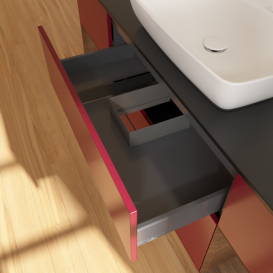 Тумба под раковину Villeroy & Boch Finion 160х50,1 см с подсветкой МДФ пион матовый лак/стекло черное матовое G862GNHB