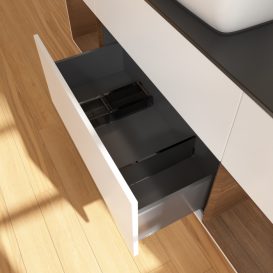 Тумба под раковину Villeroy & Boch Finion 160х50,1 см с подсветкой МДФ белый матовый лак/стекло черное матовое G862GNMT