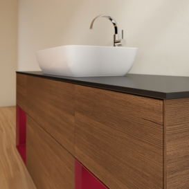 Тумба под раковину Villeroy & Boch Finion 160х50,1 см с подсветкой МДФ шпон грецкого ореха/стекло черное матовое G862HBGN