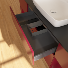 Тумба под раковину Villeroy & Boch Finion 160х50,1 см с подсветкой МДФ пион матовый лак/стекло черное матово G862HBHB