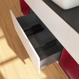 Тумба под раковину Villeroy & Boch Finion 160х50,1 см с подсветкой МДФ белый матовый лак/стекло черное матовое G862HBMT