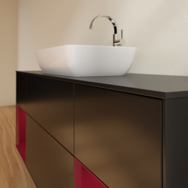 Тумба под раковину Villeroy & Boch Finion 160х50,1 см с подсветкой МДФ черный матовый лак/стекло черное матовое G862HBPD