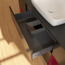 Тумба под раковину Villeroy & Boch Finion 160х50,1 см с подсветкой МДФ черный матовый лак/стекло черное матовое G862HBPD