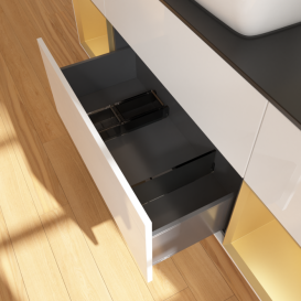 Тумба под раковину Villeroy & Boch Finion 160х50,1 см с подсветкой МДФ глянцевый белый лак/стекло черное матовое G862HFGF