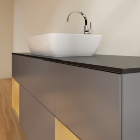 Тумба под раковину Villeroy & Boch Finion 160х50,1 см с подсветкой МДФ антрацит матовый лак/стекло черное матовое G862HFGK