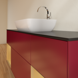 Тумба под раковину Villeroy & Boch Finion 160х50,1 см с подсветкой МДФ пион матовый лак/стекло черное матовое G862HFHB